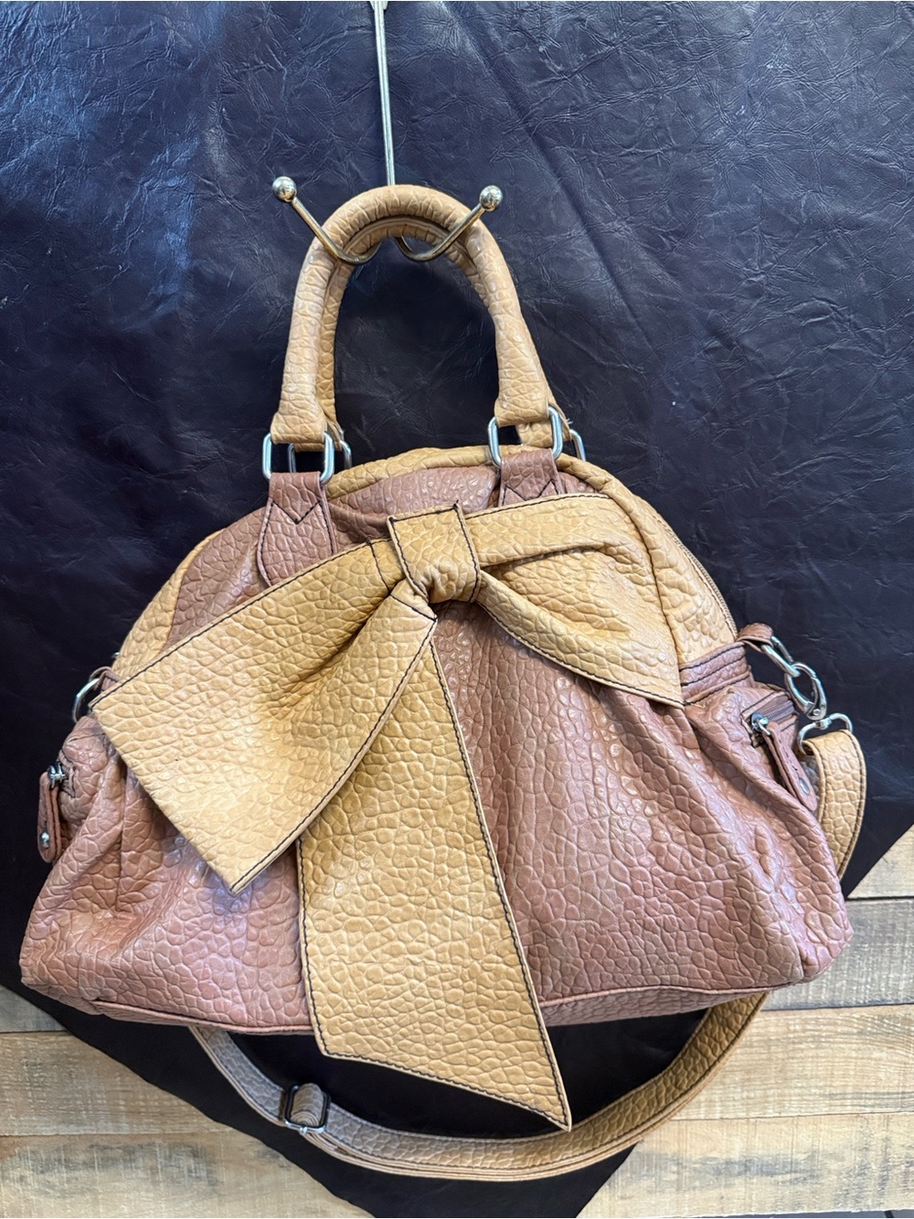 Vintage Y2K Chocolate NY Oversized Bow Satchel Bag
